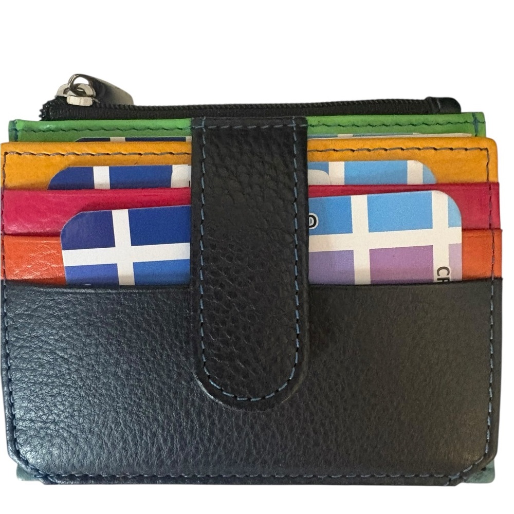 Vera Pelle Italian leather Multicolor Leather Card Holder NIB purchased in Italy - Picture 2 of 11